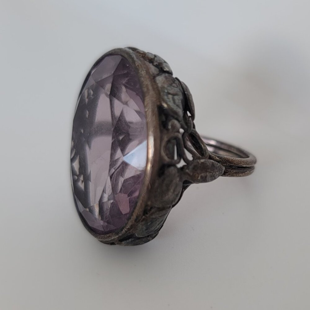 Antique Glass & Sterling Ring